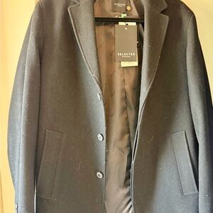Men's black wool coat